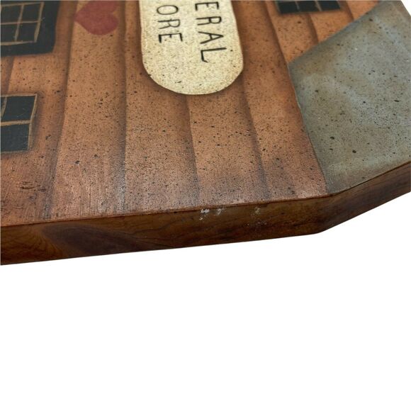 General Store Decor Small Town Vintage Brown Gray Primitive Wood Block Sign 9" - Picture 5 of 14